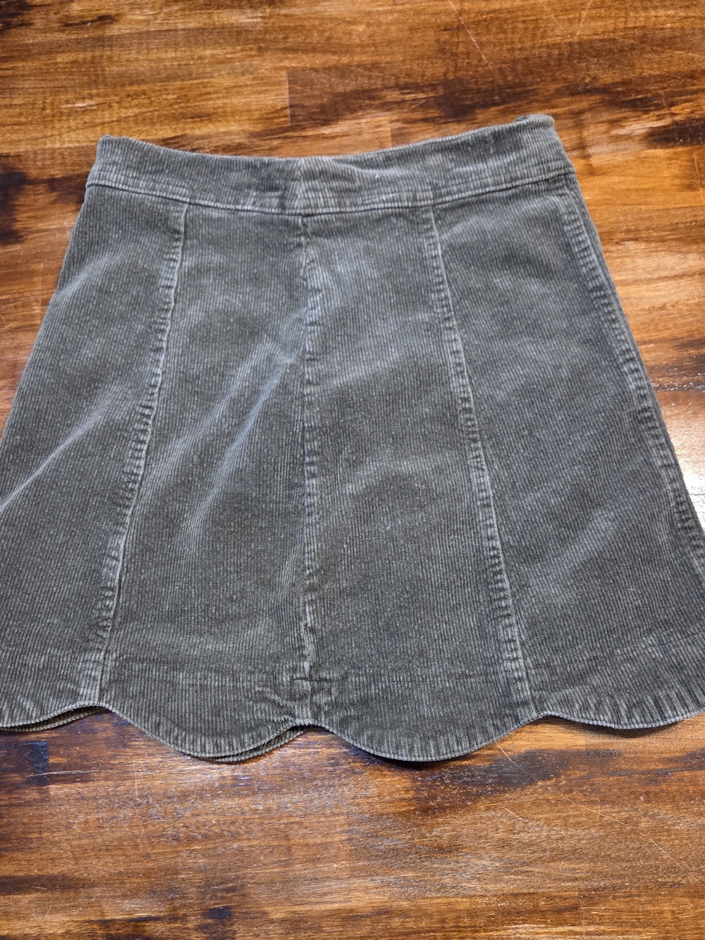 Altar’d State Women’s XS Corduroy Gray Scallop Hem Lined Mini Skirt Cottegecore